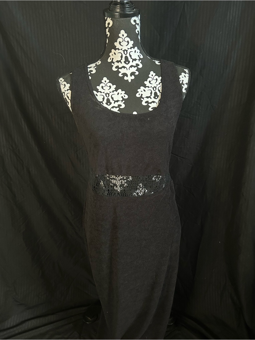 Petra Fashions Black Sleeveless Maxi Dress with Lace Waist